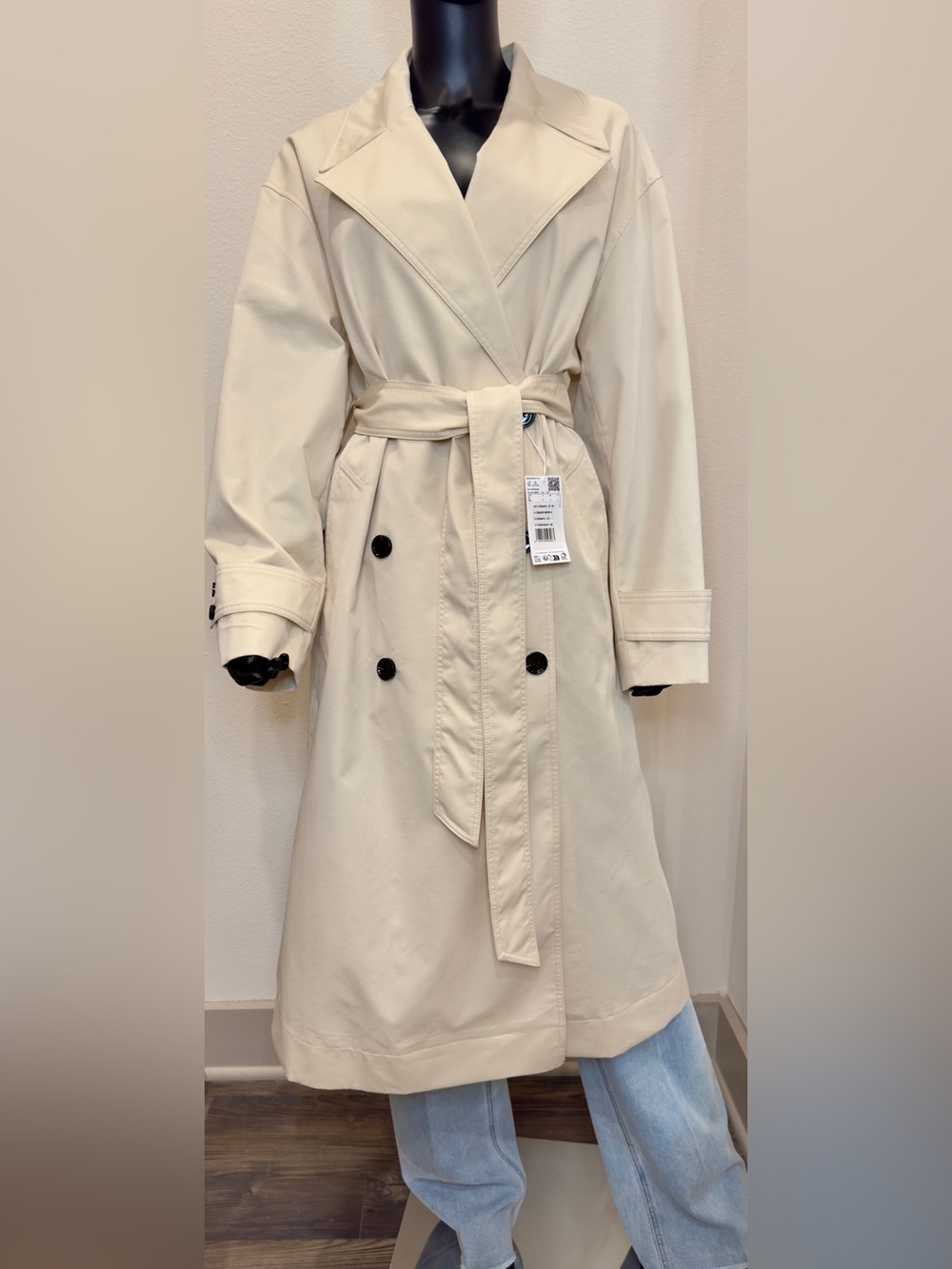 NWT MANGO Long double-breasted trench coat